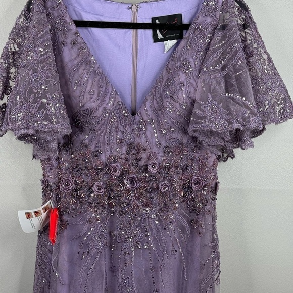 MAC DUGGAL Vintage Lilac Flutter Sleeve Evening Gown Maxi Dress Size 8 NEW 67493 - Picture 13 of 15